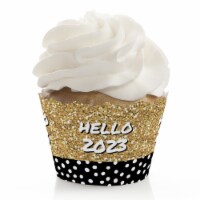 Big Dot of Happiness Pop, Fizz, Clink 2023 New Year's Eve Party Decor Cupcake Wrappers 12 Ct
