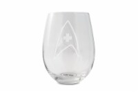 Star Trek Stemless Wine Glass Decorative Etched Medical Emblem | Holds 20 Ounces Perspective: Main