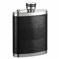 Visol VF6036 Visol Joey Black Leather Wrapped Liquor Flask - 7 oz
