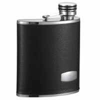 Visol VF6042 Visol Zen Black Leather Stainless Steel Wide Mouth Flask - 6 oz
