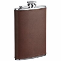 Visol VF1279 Kenton 8oz Brown Leatherette Stainless Steel Hip Flask