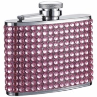 Visol VF1291 Kylie 4oz Pink Bling Stainless Steel Hip Flask