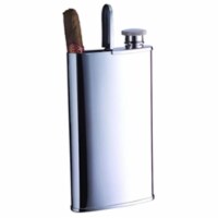 Visol VF2041 Edian Stainless Steel 4oz Hip Flask with Built-in Cigar Holder