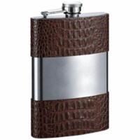 Visol VFD003 Zarin Brown Leather Flask - 8 oz