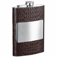 Visol VFD015 Thomas Handcrafted Dark Brown Leather 8 oz Hip Flask