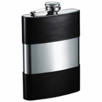 Visol VFD023-1 Andrew Genuine Black Leather Flask - 8 oz
