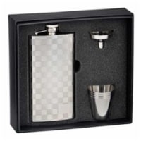 Visol VSETB Checkered Slim 5 oz Liquor Flask Gift Set