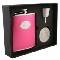Visol VSET32-1175 Lydia Hot Pink Leatherette 6 oz Stellar Flask Gift Set