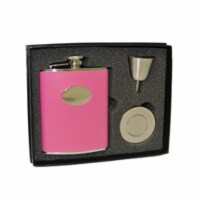 Visol VSET32-1257 Britney Hot Pink Leather 6 oz Stellar Flask Gift Set