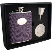 Visol VSET32-1297 Purple Boa 6 oz Leatherette Stellar Flask Gift Set