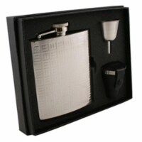 Visol VSET27-2020 Domino Stainless Steel 8 oz Deluxe Flask Gift Set