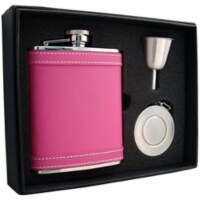 Visol VSET32-2053 Alexis 6 oz Hot Pink Leather Stellar Flask Gift Set