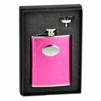 Visol VSET33-1175 Lydia Hot Pink Leatherette 6 oz Flask Gift Set with Funnel