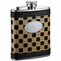 Visol VF2060 Ramses Gold & Black Checker Stainless Steel 6oz Hip Flask