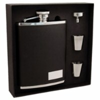 Visol VSET200-1126 Eclipse S Black Leather 18 oz Deluxe Flask Gift Set