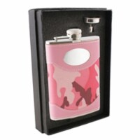 Visol VSET34-9004 GI Jane 8 oz Pink Camouflage Wrapped Stainless Steel Flask Gift Set