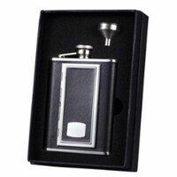 Visol VSET33-2014 SP Black Leather Flask with Built in Cigarette Case