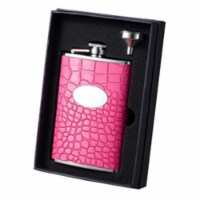 Visol VSET34-2090 Pinkrock Hot Pink Leather Flask & Funnel Gift Set - 8 oz