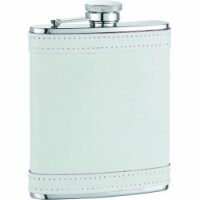 Visol VF1198NP Cloud White Leather with Stitching Liquor Flask - 6 oz