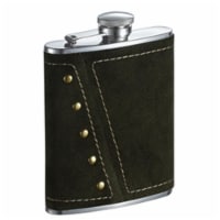 Visol VF1346 Mission Dark Olive Colored Suede Liquor Flask - 6 oz