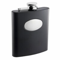 Visol VF1351 Raven Black Liquor Flask with Engraving Plate - 8 oz
