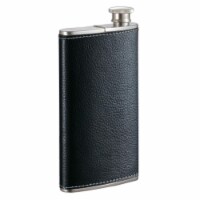Visol VF2041BK Edian Stainless Steel Black Leather 4 oz Flask with Built in Cigar Case