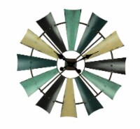 Rustic Coastal Color Metal Windmill Decor Large Wall Clock