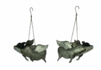 Galvanized Metal Flying Pig Hanging Planters Set of 2 Large Outdoor Décor