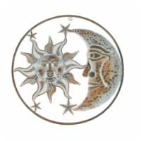 White Metal Art Celestial Sun Moon and Stars Indoor Outdoor Wall Decor 16.5 inch - Moon Right