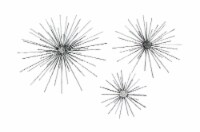 Aged Silver Finish Mid-Century Modern Atomic Star Burst Wall Décor Sculptures Set of 3