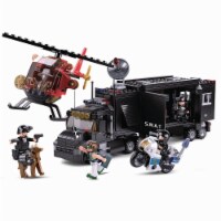 Sluban Kids SLU08630 SWAT Police Mobile Command Center, Motorcycle, K9 Dog, Building Blocks
