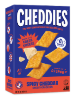 Cheddies® Spicy Cheddar Baked Cheesy Crackers Box Perspective: Main