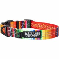 Leashboss Patterned Reflective Dog Collar - Orange Blanket, Small