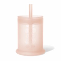 Olababy 100% Silicone Training Cup with Lid + Straw for Baby and Toddler (Coral) Perspective: Main