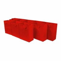 Occasionall Designer Small Red Paper Gift Wrap Bags with Handles Solid Colors, 12 Pcs 6x3x7.5