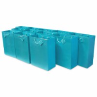 Occasionall Designer Turquoise Paper Gift Wrap Bags with Handles Solid Colors 12Pcs - 6x3x7.5