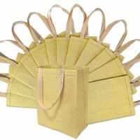 Large Gold Gift Bags with Handles, Reusable Tote, Glitter Metallic Bling Shimmer