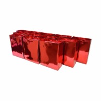 Small Metallic Red Paper Gift Bags with Metallic Handles, Party Bags