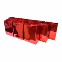 Red Foil Gift bags with Handles, Designer Solid Red Paper Gift Wrap Bags