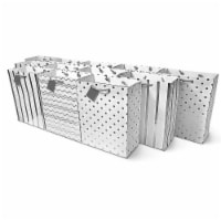 Large Metallic Silver Paper Gift Bags with Handles - 10x13x5" 12