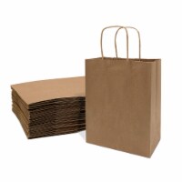 Prime Line Packaging Brown Natural Kraft Paper Shopping Bags with Handles Bulk 25 Pk – 8x4x10