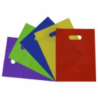 Prime Line Packaging Multi Plastic Bags with Handles 1.25 Mil, Assorted Neon Bags 50 Pcs 9x12