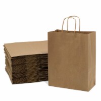 Prime Line Packaging Brown Natural Kraft Paper Shopping Bags with Handles Bulk 50 Pcs 10x5x13