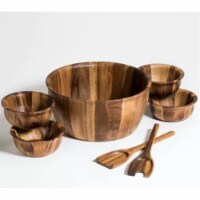 7 Piece - X-Large Salad Bowl With Servers And 4 Individuals