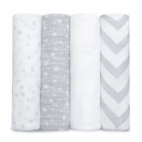 Muslin Swaddle Blankets Neutral Receiving Blanket by Comfy Cubs (Grey)