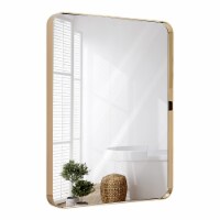 Hamilton Hills 22x30  Polished Gold Metal Frame Mirror | 2  Deep Set Design