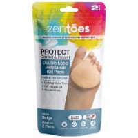 ZenToes Double Loop Gel Metatarsal Foot Pads, Forefoot Pain Relief Cushions - 4 Pack (Beige)