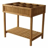 VegTrug Custom Wooden Raised Herb Garden Bed Planter with Herb Liners, Natural
