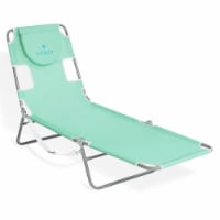 Ostrich Outdoor Folding Adjustable Recliner Chaise Lounge Beach Pool Chair, Teal