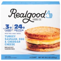 The Real Good Food Company Turkey Suasage, Egg & Cheddar Cheese Breakfast Sandwich